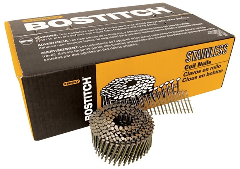 Bostitch C5R90BDSS-316 Siding Nail, Wire Coil Collation, 1-3/4 in L, Stainless Steel, Ring Shank