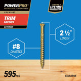 HILLMAN Power Pro No. 8 X 2-1/2 in. L Star Coarse Trim Screws 595 pk