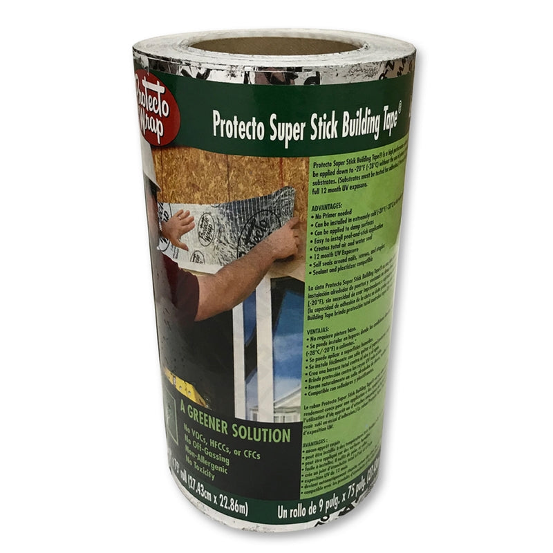 Protecto Wrap Super Stick 9 in. W X 75 ft. L Synthetic Flashing Tape Silver, Pack of 4