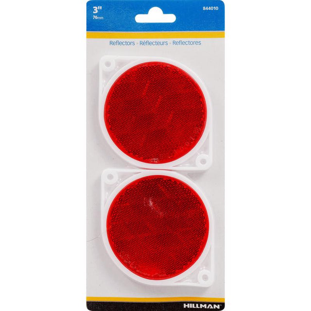 HILLMAN 3 in. Round Red Reflectors 2 pk, Pack of 6
