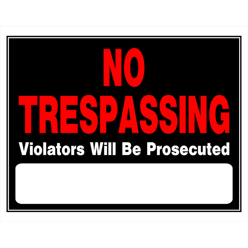 HILLMAN English Black No Trespassing Sign 15 in. H X 19 in. W, Pack of 6