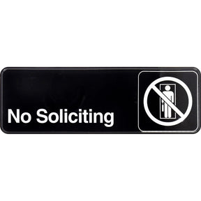 HILLMAN English Black No Soliciting Sign 3 in. H X 9 in. W, Pack of 6
