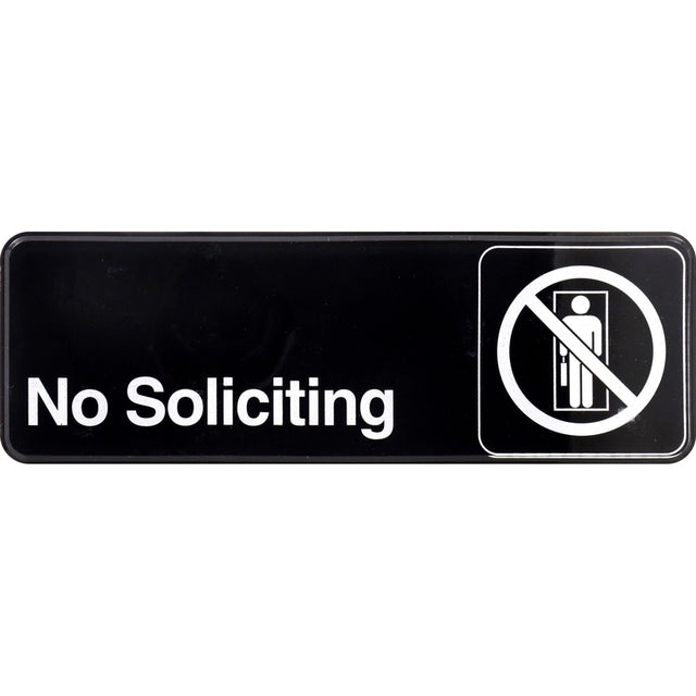 HILLMAN English Black No Soliciting Sign 3 in. H X 9 in. W, Pack of 6