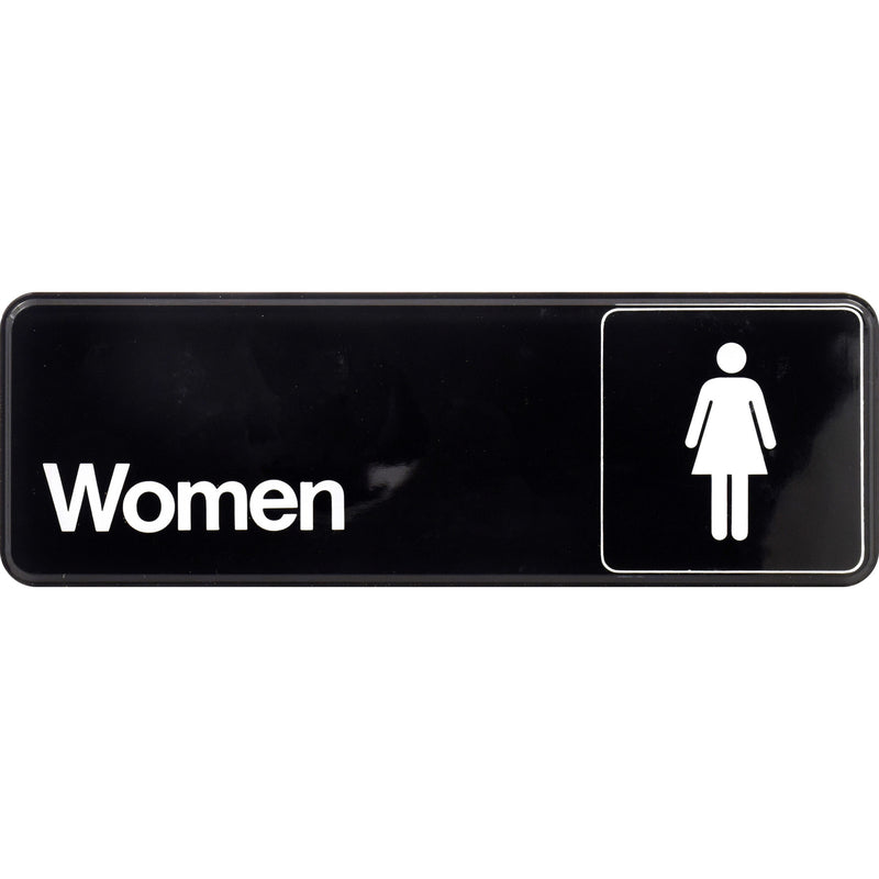 HILLMAN English Black Restroom Sign 3 in. H X 9 in. W, Pack of 6