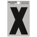 HILLMAN 3 in. Reflective Black Vinyl Self-Adhesive Letter X 1 pc, Pack of 6