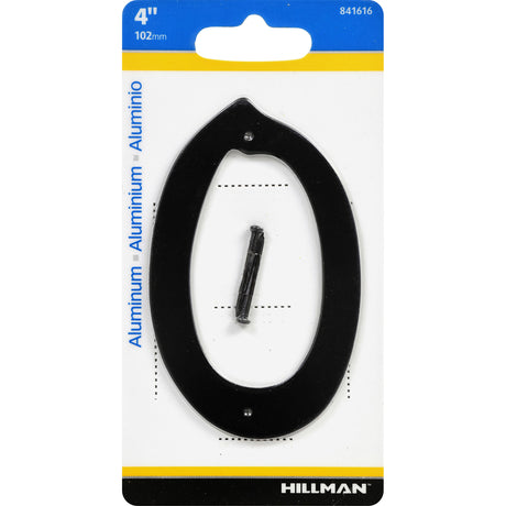 HILLMAN 4 in. Black Aluminum Nail-On Number 0 1 pc, Pack of 3