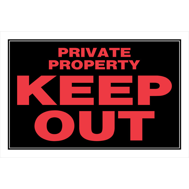HILLMAN English Black Private Property Sign 8 in. H X 12 in. W, Pack of 6