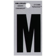 HILLMAN 2 in. Reflective Black Vinyl Self-Adhesive Letter M 1 pc, Pack of 6