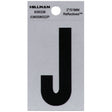 HILLMAN 2 in. Reflective Black Vinyl Self-Adhesive Letter J 1 pc, Pack of 6
