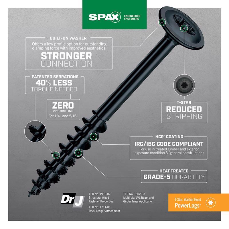 SPAX PowerLag 1/4 in. in. X 5 in. L T-30 Washer Head Serrated Structural Screws