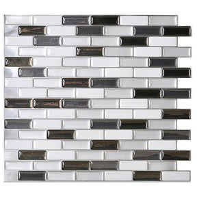 Smart Tiles 9.1 in. W X 10.2 in. L Mosaic Vinyl Adhesive Wall Tile 4 pc, Pack of 6
