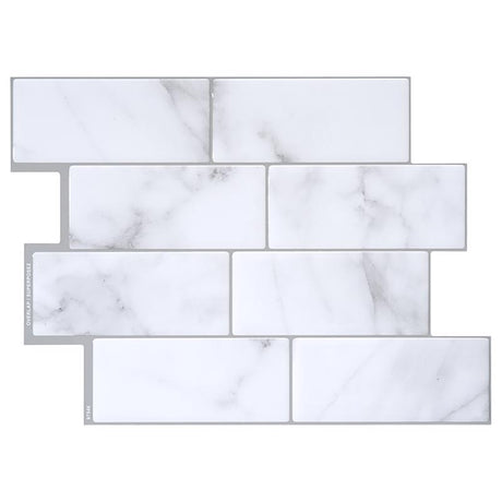 Smart Tiles 8.38 in. W X 11.56 in. L Gray/White Mosaic Vinyl Adhesive Wall Tile 4 pc, Pack of 6