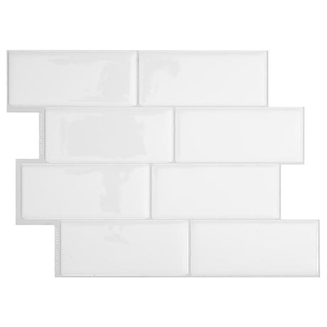 Smart Tiles 8.38 in. W X 11.56 in. L White Mosaic Vinyl Adhesive Wall Tile 4 pc, Pack of 6
