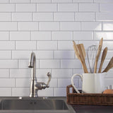 Smart Tiles 8.38 in. W X 11.56 in. L White Mosaic Vinyl Adhesive Wall Tile 4 pc, Pack of 6