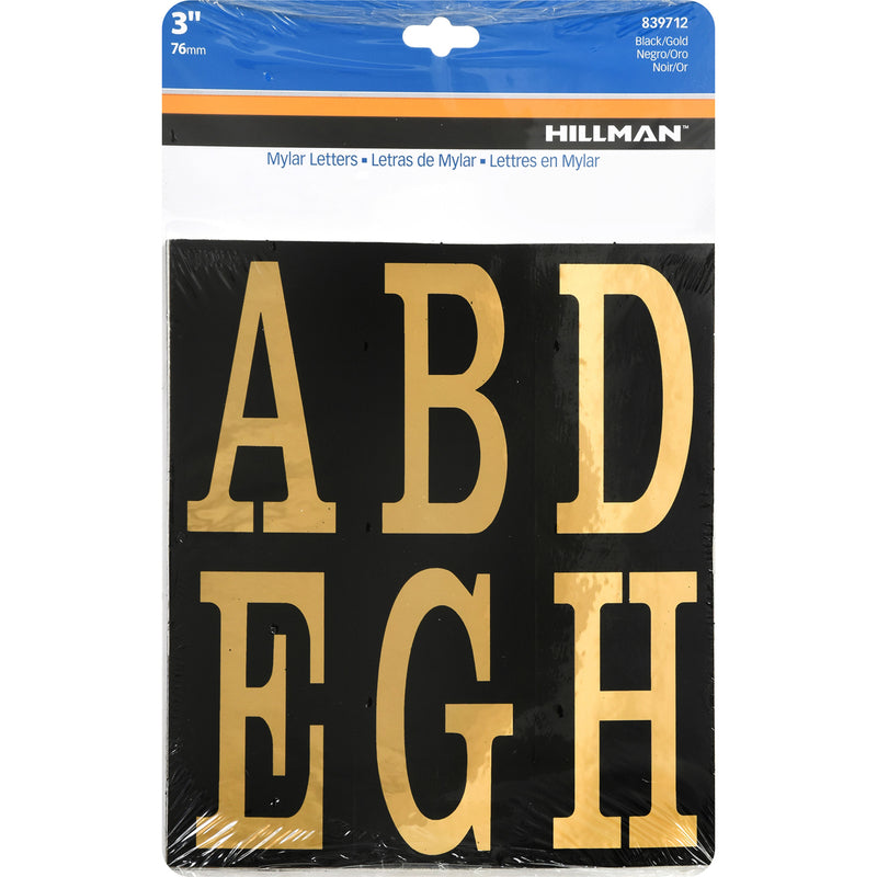 HILLMAN 3 in. Reflective Gold Vinyl Self-Adhesive Letter Set A-Z 51 pc, Pack of 5