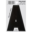 HILLMAN 3 in. Black Vinyl Self-Adhesive Letter A 1 pc, Pack of 6