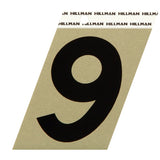 HILLMAN 3 in. Reflective Black Vinyl Self-Adhesive Number 9 1 pc, Pack of 3