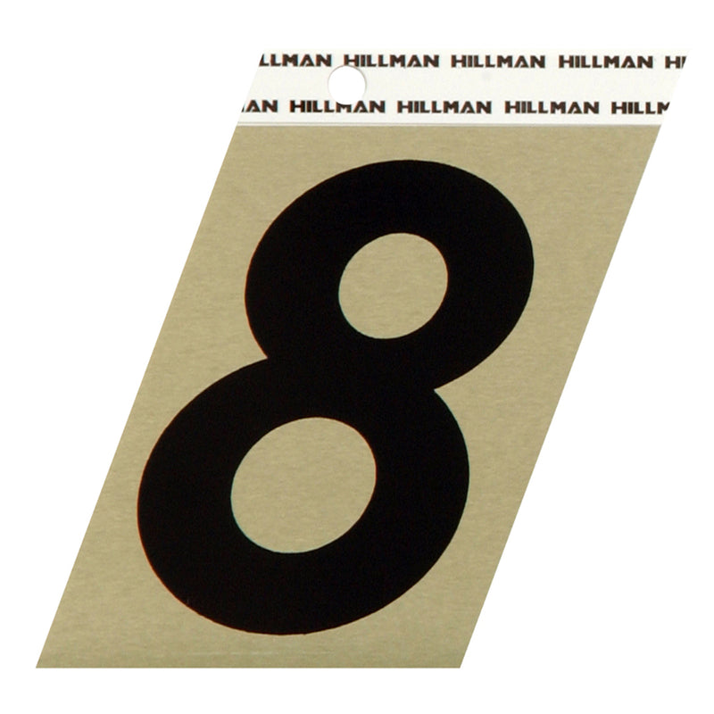 HILLMAN 3 in. Reflective Black Vinyl Self-Adhesive Number 8 1 pc, Pack of 3