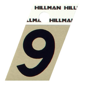 HILLMAN 1.5 in. Reflective Black Aluminum Self-Adhesive Number 9 1 pc, Pack of 6