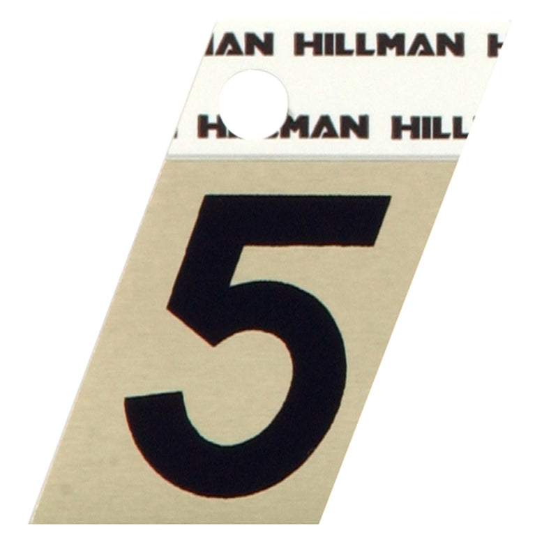 HILLMAN 1.5 in. Reflective Black Aluminum Self-Adhesive Number 5 1 pc, Pack of 6