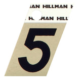 HILLMAN 1.5 in. Reflective Black Aluminum Self-Adhesive Number 5 1 pc, Pack of 6