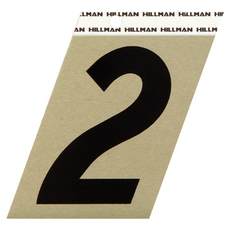 HILLMAN 3 in. Reflective Black Vinyl Self-Adhesive Number 2 1 pc, Pack of 3