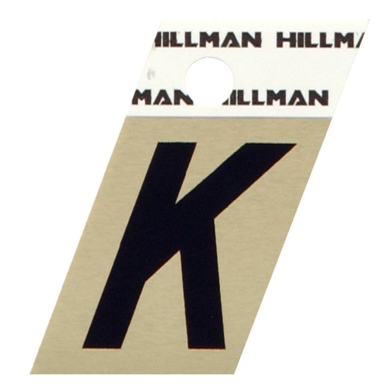 HILLMAN 1.5 in. Black Aluminum Self-Adhesive Letter K 1 pc, Pack of 6
