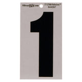 HILLMAN 5 in. Reflective Black Vinyl Self-Adhesive Number 1 1 pc, Pack of 6