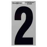 HILLMAN 5 in. Reflective Black Vinyl Self-Adhesive Number 2 1 pc, Pack of 6