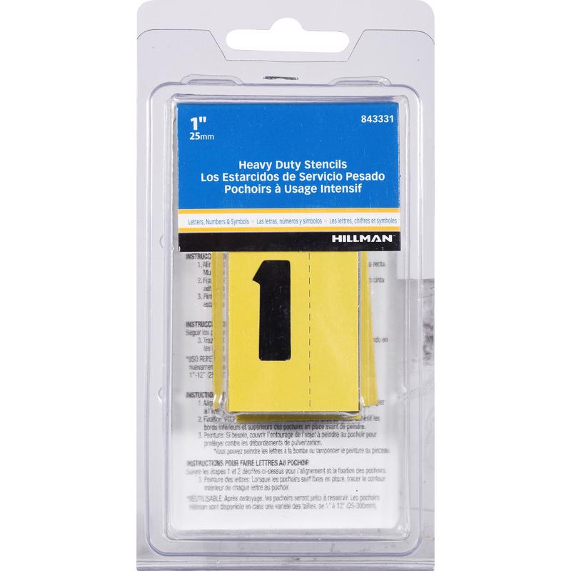 HILLMAN 1 in. Card Stock Block Letter & Number Stencil Pack 1 Inch Stencil Set 47 pk, Pack of 5