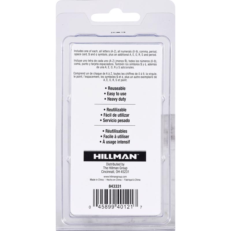 HILLMAN 1 in. Card Stock Block Letter & Number Stencil Pack 1 Inch Stencil Set 47 pk, Pack of 5
