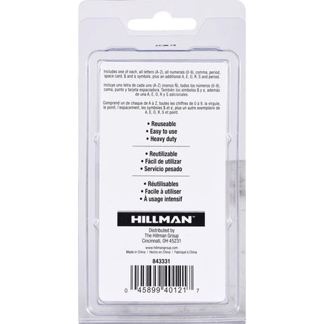 HILLMAN 1 in. Card Stock Block Letter & Number Stencil Pack 1 Inch Stencil Set 47 pk, Pack of 5