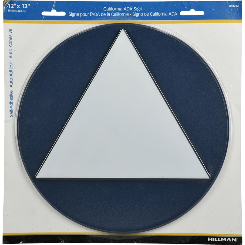 HILLMAN English Blue Restroom Sign 12 in. H X 12 in. W, Pack of 6
