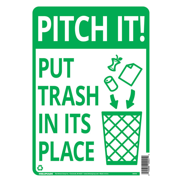 HILLMAN English White Garbage Sign 14 in. H X 10 in. W, Pack of 6