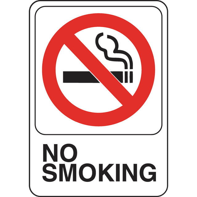 HILLMAN English White No Smoking Sign 5 in. H X 7 in. W, Pack of 6