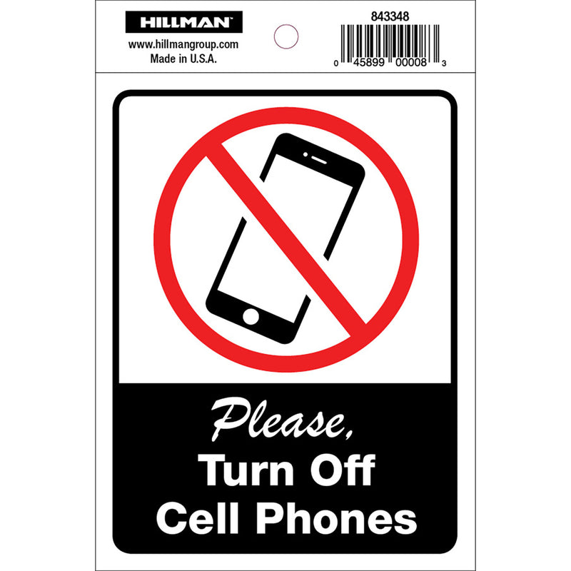 HILLMAN English White Safety Sign 6 in. H X 4 in. W, Pack of 6