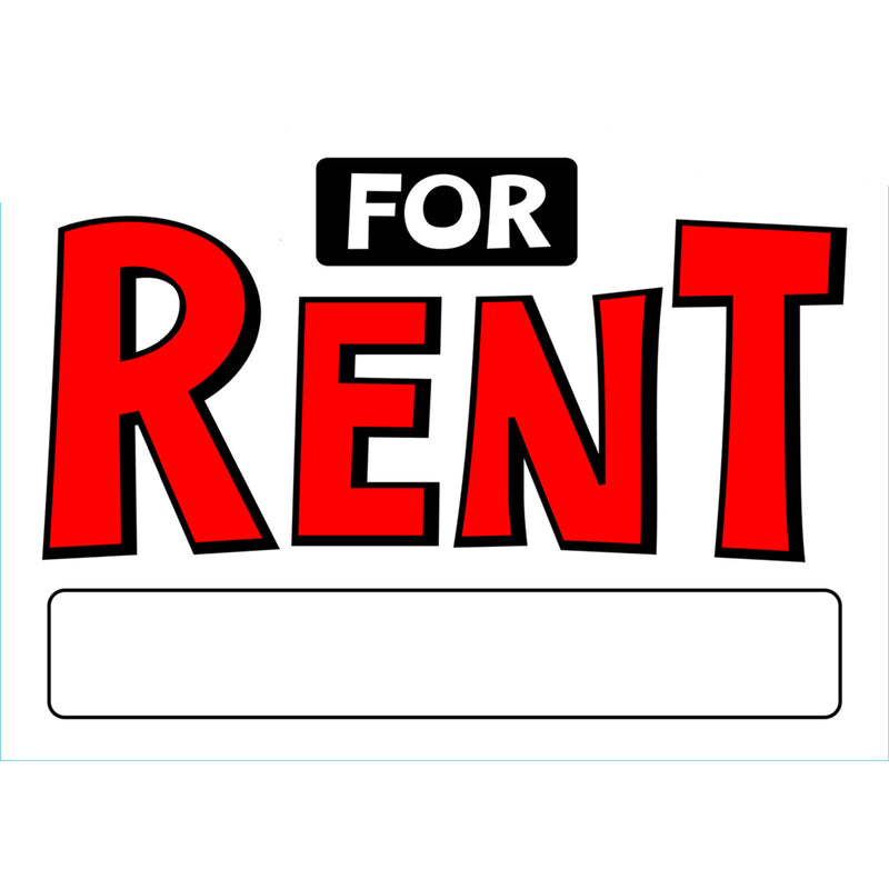 HILLMAN English White For Rent Sign 10 in. H X 14 in. W, Pack of 6