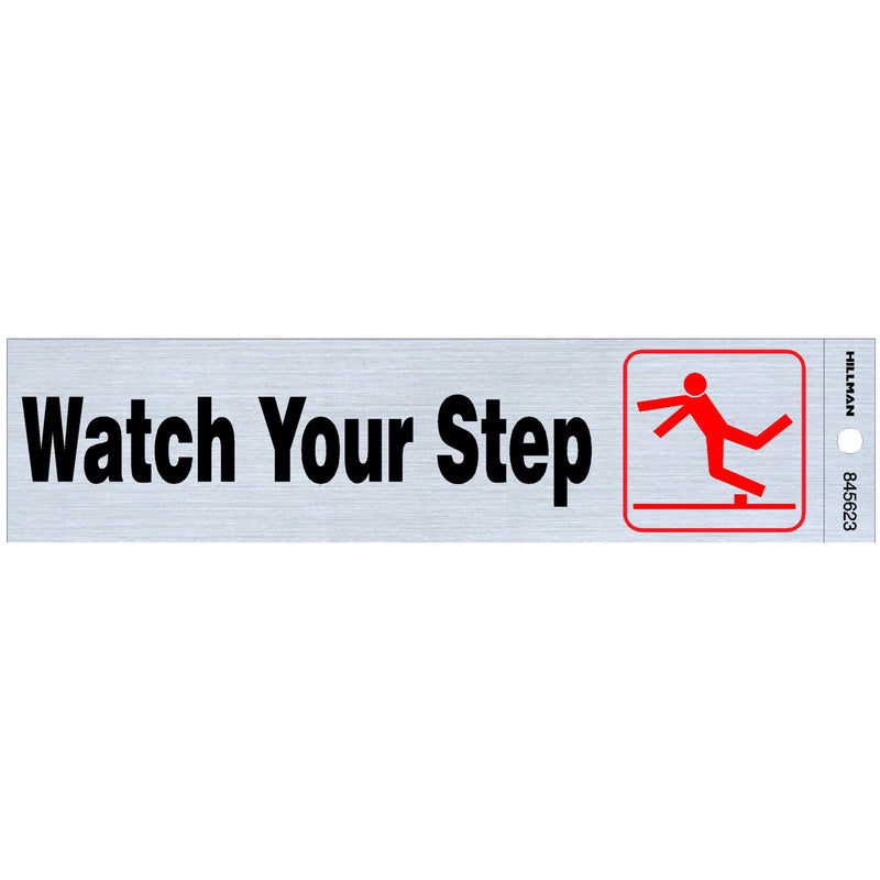 HILLMAN English Silver Safety Sign 2 in. H X 8 in. W, Pack of 6