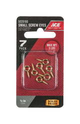 Ace 1/8 in. D X 1/2 in. L Polished Brass Screw Eye 5 lb. cap. 7 pk, Pack of 5