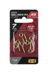 Ace 3/32 in. D X 13/16 in. L Polished Brass Screw Eye 7 lb. cap. 7 pk, Pack of 5