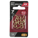 Ace 7/64 in. D X 3/4 in. L Polished Brass Screw Eye 30 lb. cap. 7 pk, Pack of 5