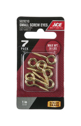 Ace 1/8 in. D X 1 in. L Polished Brass Screw Eye 30 lb. cap. 7 pk, Pack of 5