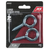 Ace 3/8 in. D X 2-7/8 in. L Zinc-Plated Steel Screw Eye 250 lb. cap. 2 pk, Pack of 5