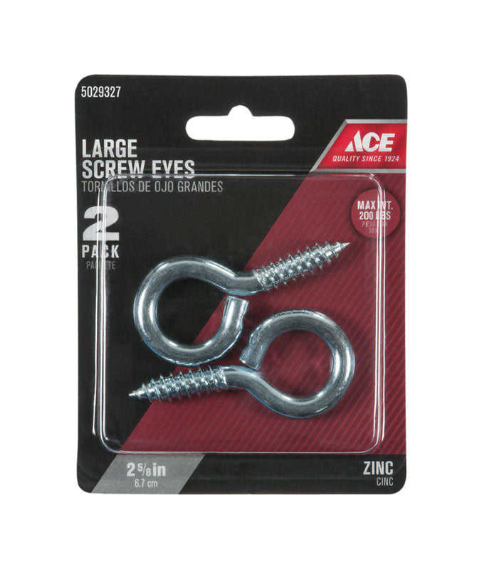 Ace 11/32 in. D X 2-5/8 in. L Zinc-Plated Steel Screw Eye 200 lb. cap. 2 pk, Pack of 5