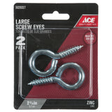 Ace 11/32 in. D X 2-5/8 in. L Zinc-Plated Steel Screw Eye 200 lb. cap. 2 pk, Pack of 5
