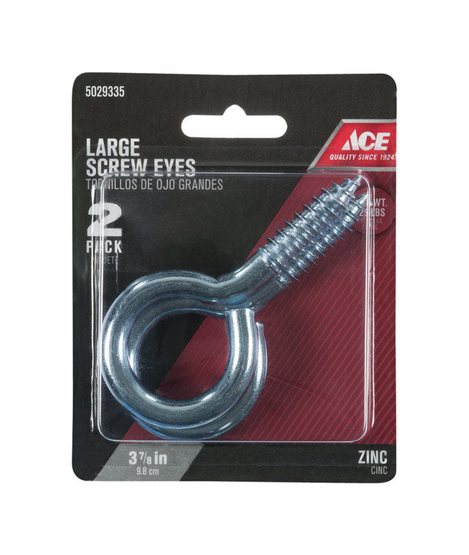 Ace 7/16 in. D X 3-7/8 in. L Zinc-Plated Steel Screw Eye 325 lb. cap. 2 pk, Pack of 5