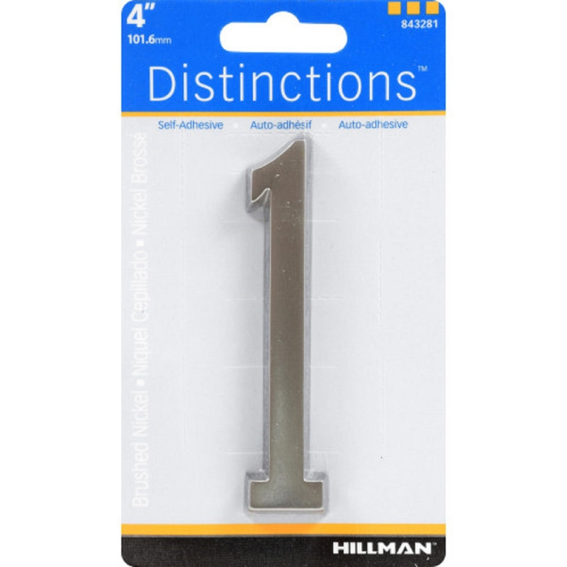 HILLMAN Distinctions 4 in. Silver Zinc Die-Cast Self-Adhesive Number 1 1 pc, Pack of 3