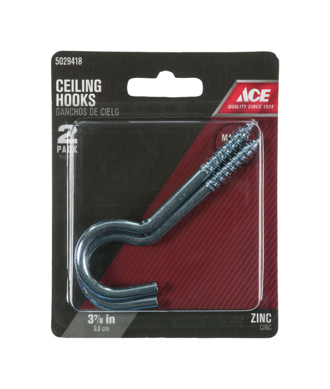 Ace Small Zinc-Plated Silver Steel 3-7/8 in. L Ceiling Hook 80 lb 2 pk, Pack of 5