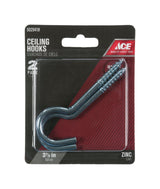 Ace Small Zinc-Plated Silver Steel 3-7/8 in. L Ceiling Hook 80 lb 2 pk, Pack of 5