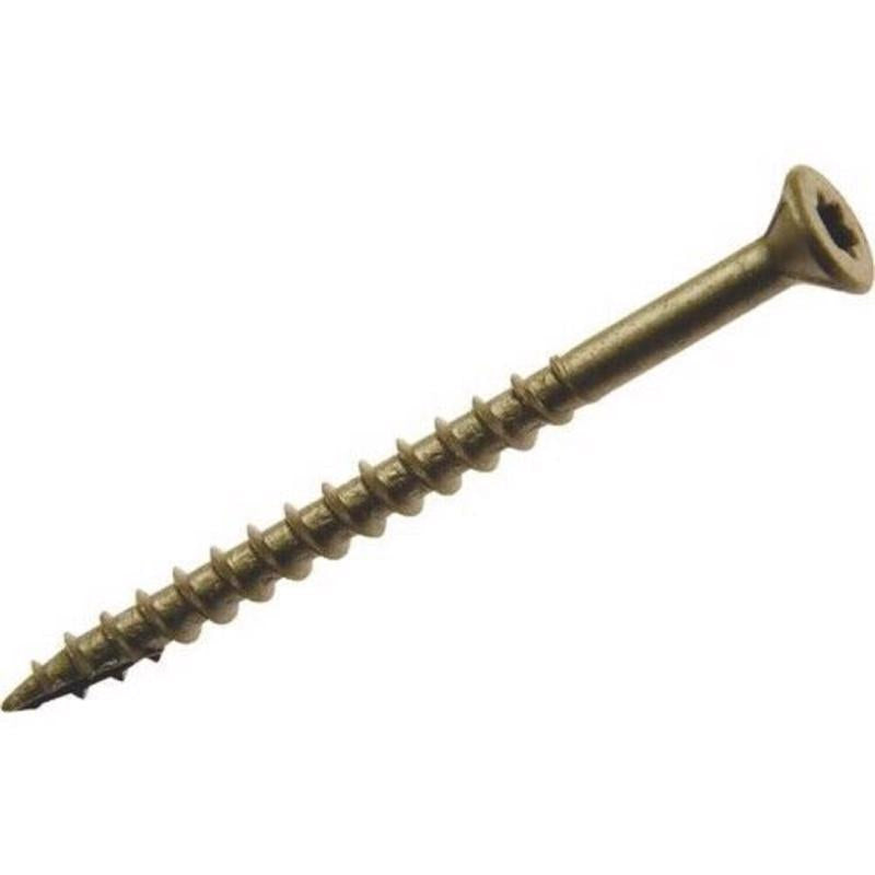 Grip-Rite PrimeGuard Plus No. 9 wire X 2 in. L Gold Star Flat Head Deck Screws 1 lb, Pack of 12